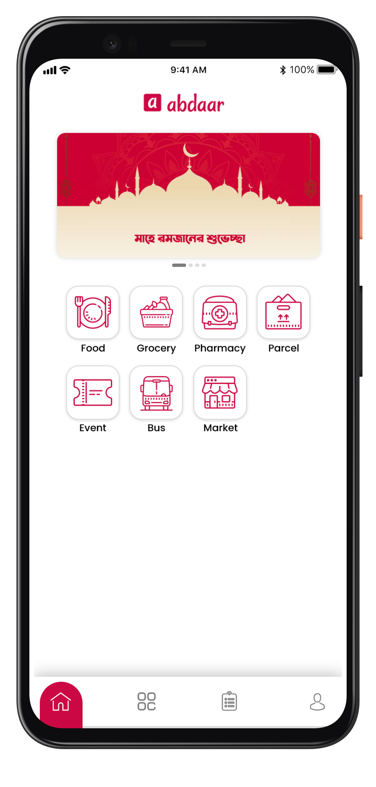 Abdaar super app on mobile device